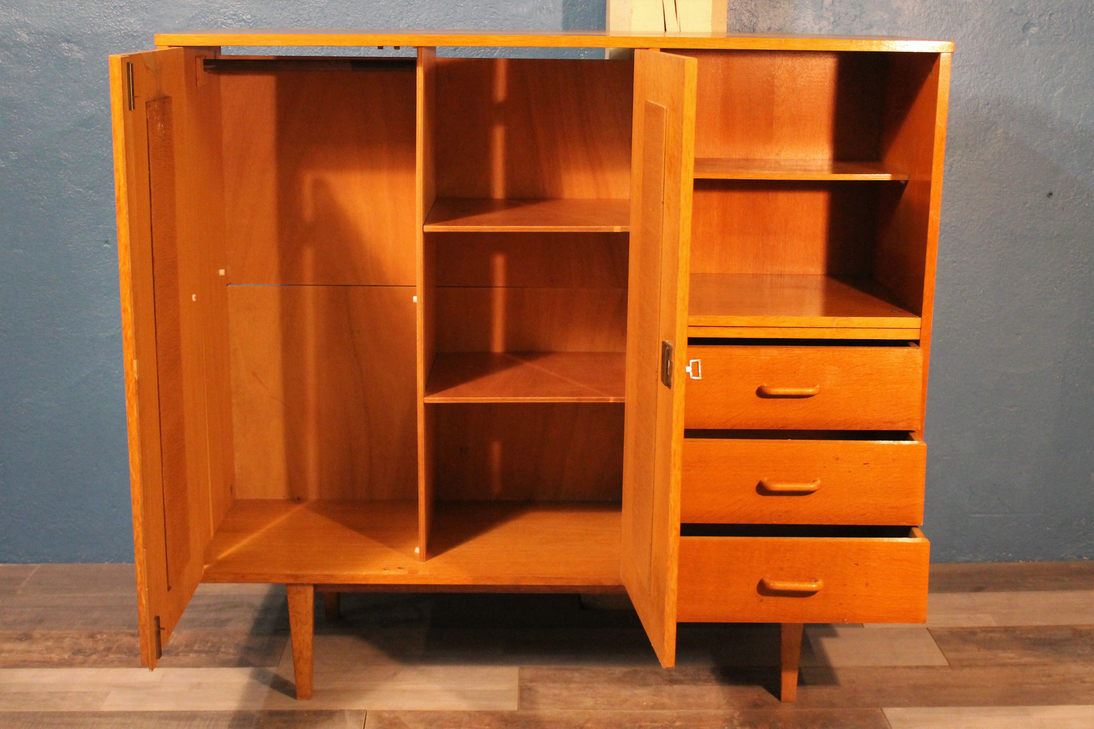 Child wardrobe wood & rattan 1960