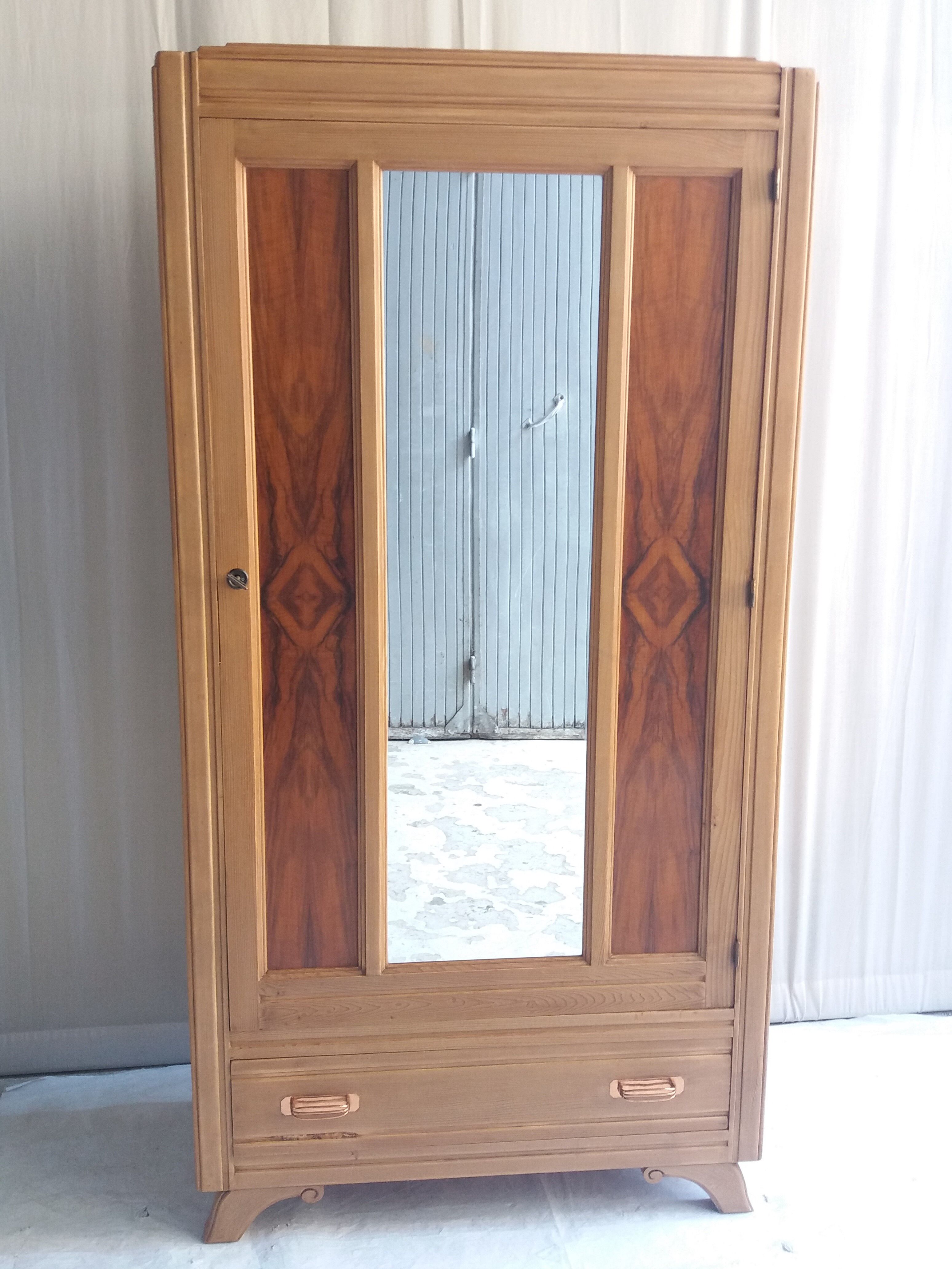 Vintage wardrobe of the 50's with 1 door