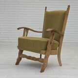 1970s, Scandinavian armchair, cotton/wool fabric, solid oak wood.