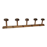 Vintage wooden coat rack with 5 hooks
