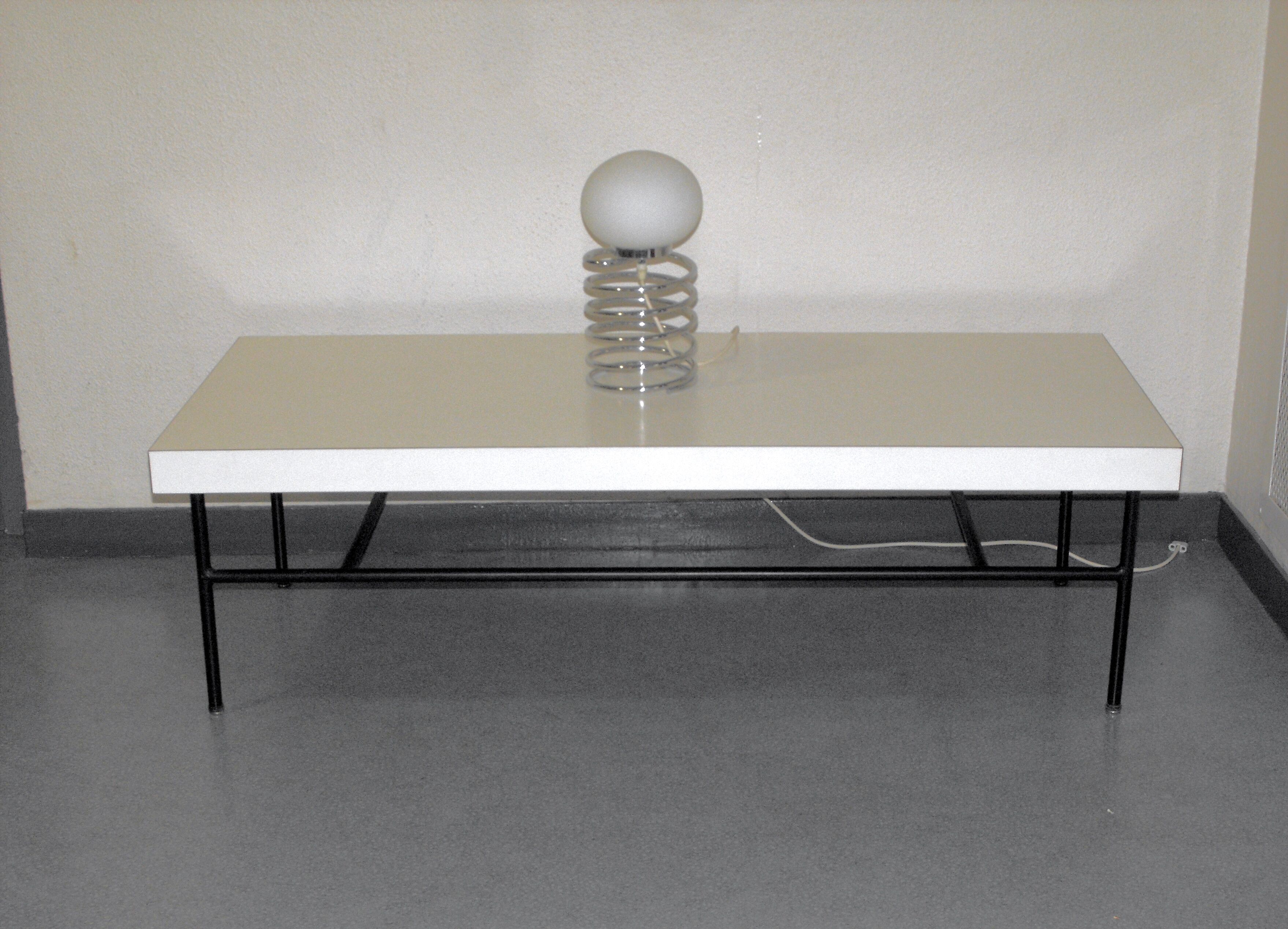 Table low vintage 60 years white melamine