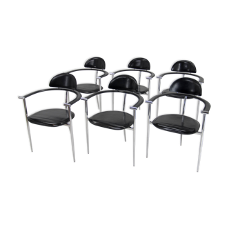 Set of Six Dining Chairs by Arrben, Italy, 1980s