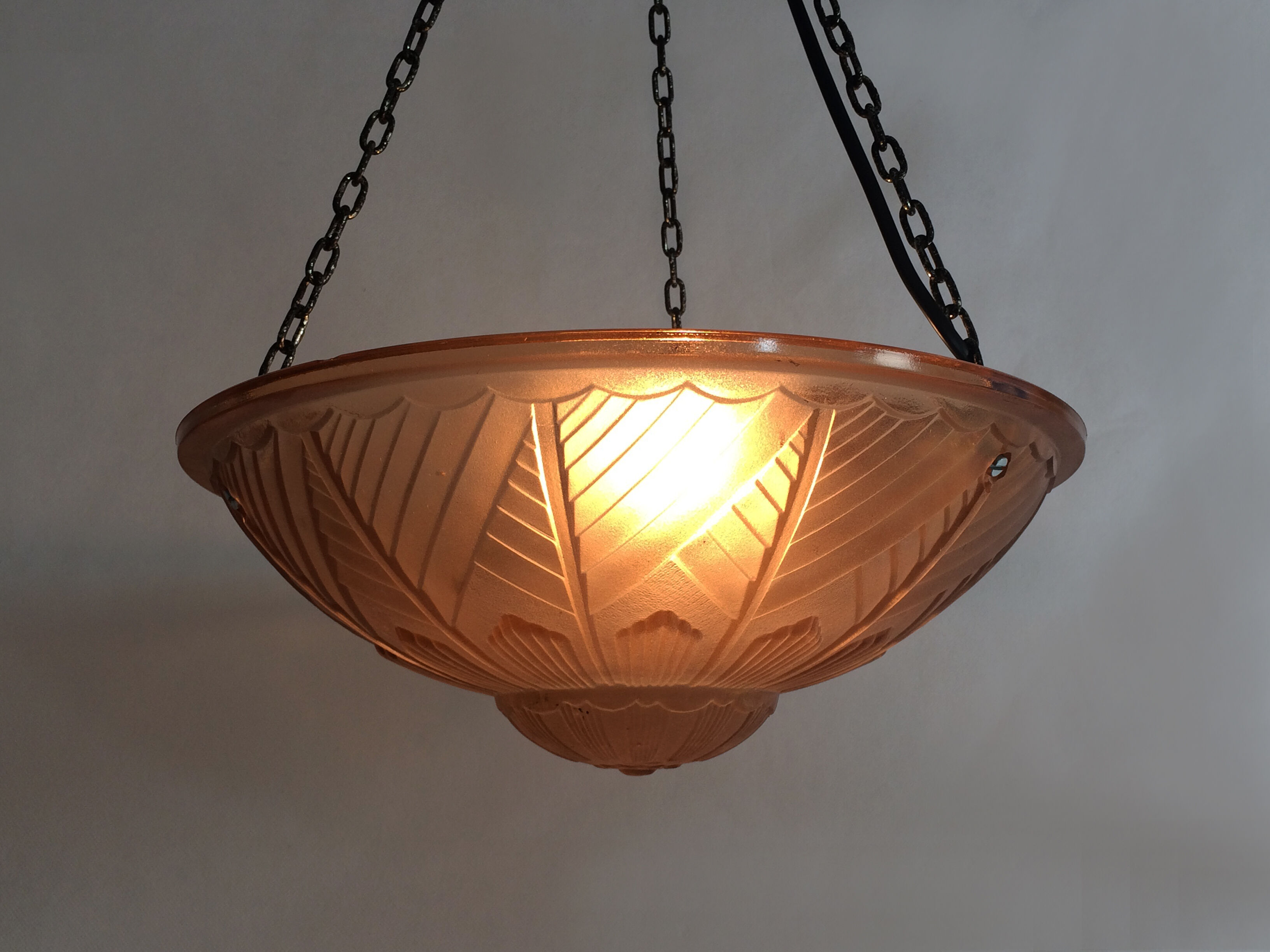 Suspension calysque Art Deco 1 Fire in glass paste