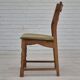 Années 1970, ensemble de 4 chaises de salle à manger danoises, état d'origine, bois de chêne, meuble velours.