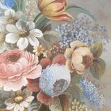 Paire de gouaches Bouquets de fleurs XIXe