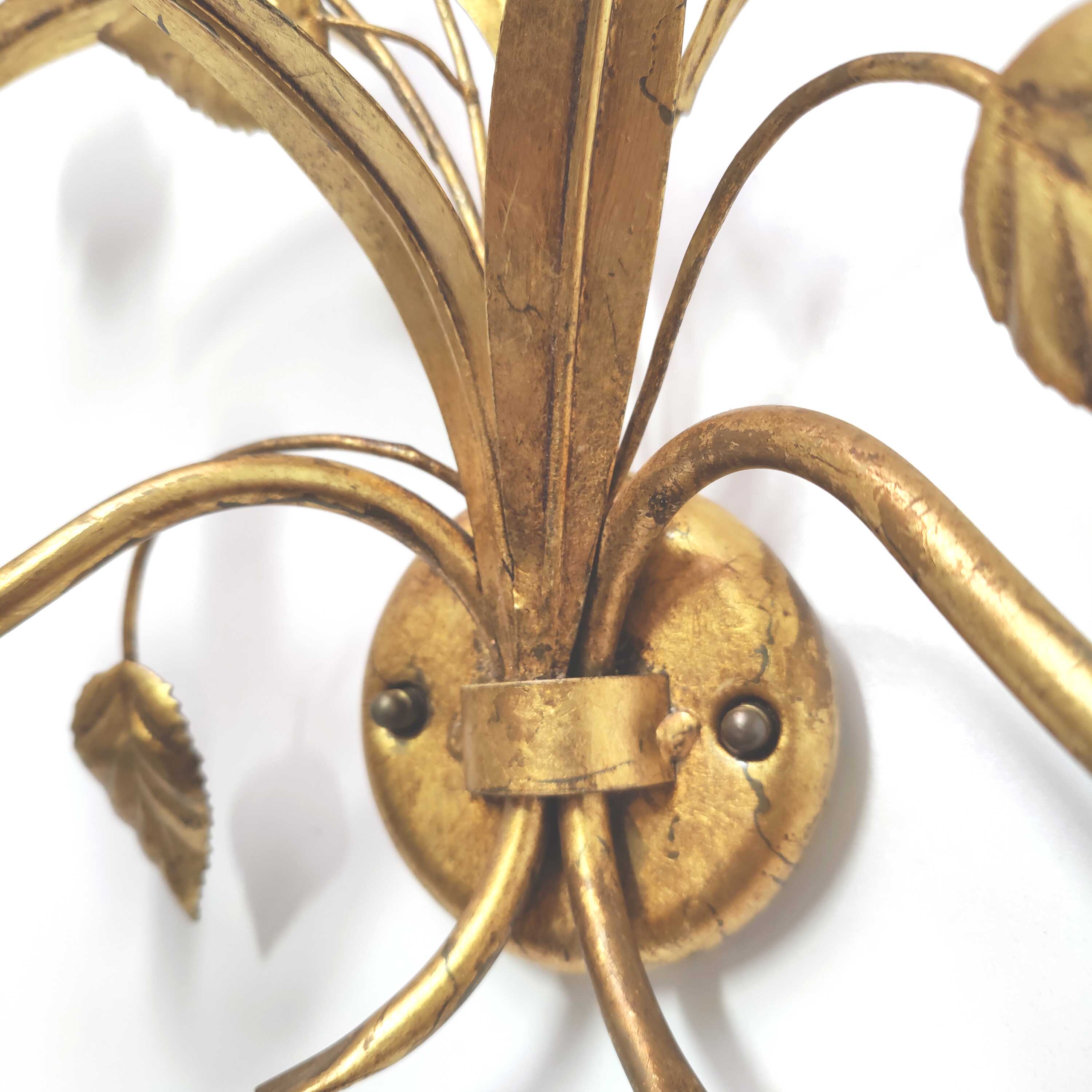 Wall lamp flowers metal white and golden Masca Italy