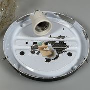 1960s 1970s Ceiling Lamp  Flush Mount in Glass & Metal Space Age Design