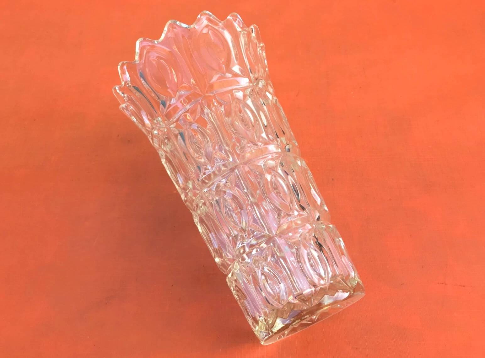 1960s Large trumpet vase Thick transparent glass