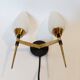 M.D two-arm wall lamp in gilded brass and black metal 1960