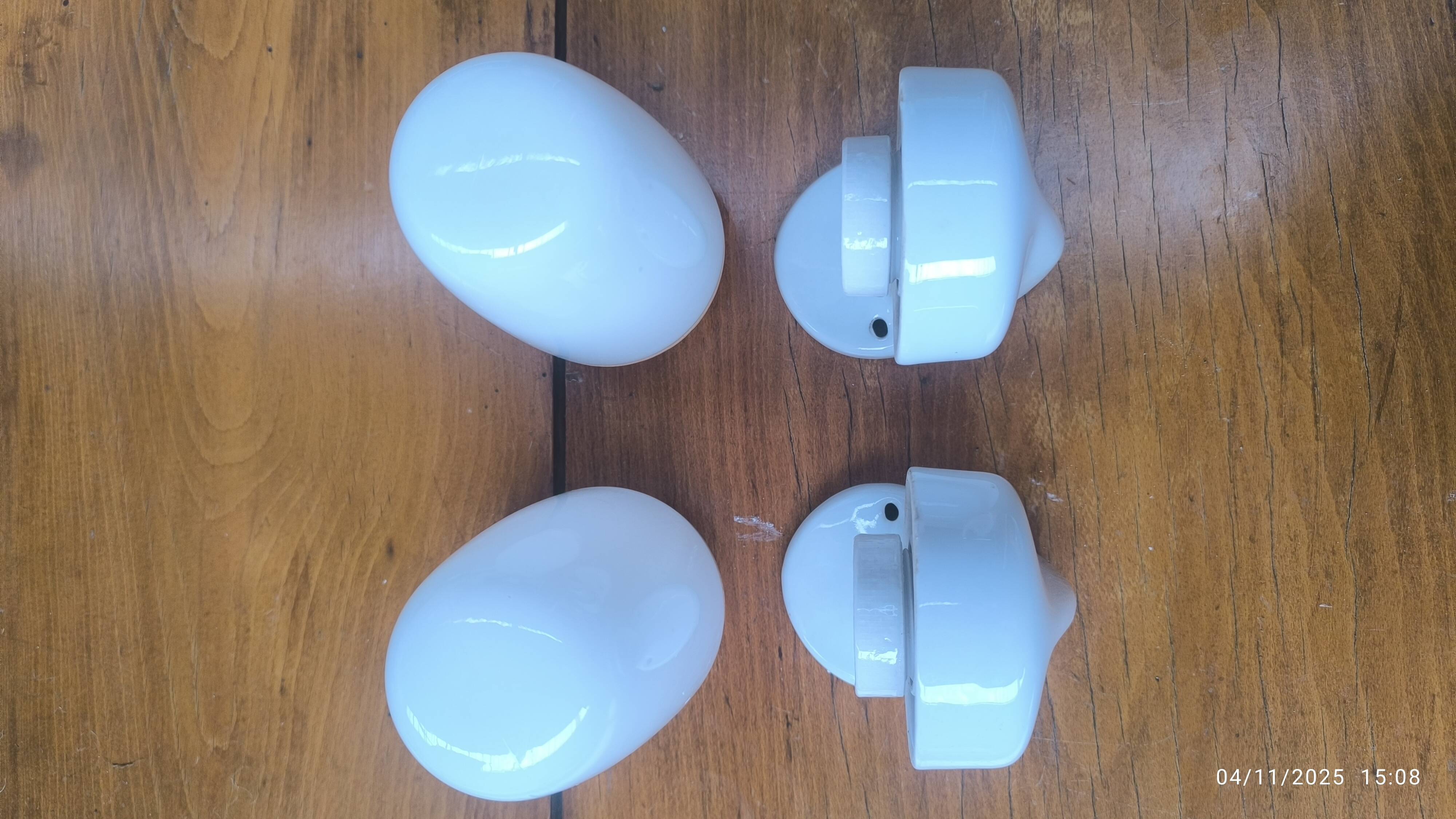 Pair of Bauhaus porcelain and opaline glass wall sconces, 1950