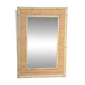 Large bamboo rattan mirror by Dal Vera Italy 1970