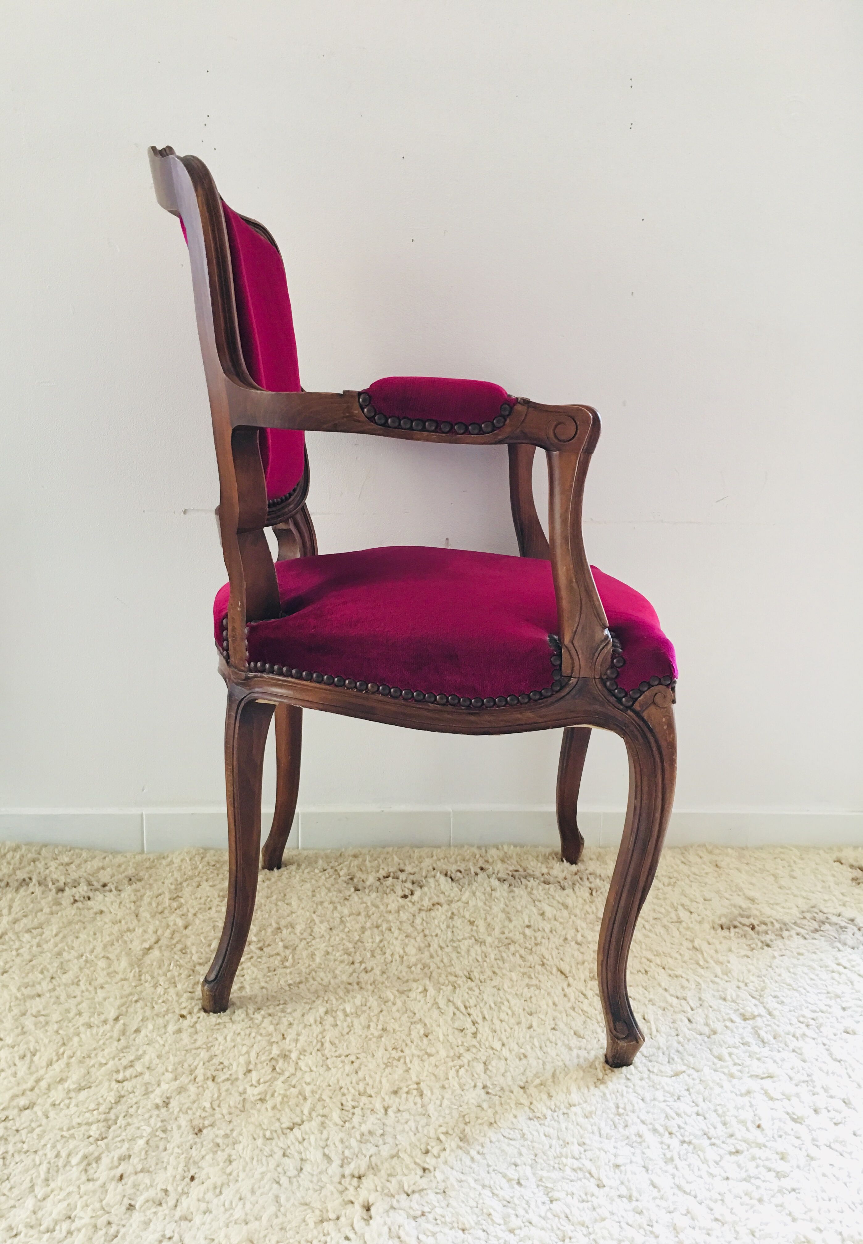 Burgundy pink velvet shepherdess
