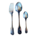 Silver-plated metal cutlery set, shell model 097
