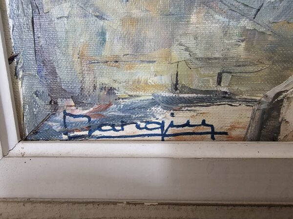 Tableau Huile sur Toile Haut de Cagnes sur Mer Signé Henri Edouard Bargin