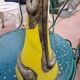 Vase art déco en pâte de verre et fer forgé – Années 1950