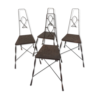 4 metal fish decoration chairs
