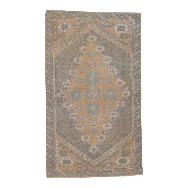 1970s Turkish Hand-Knotted Wool Runner Rug 92x175
