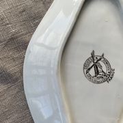 Serving dish in white porcelain art deco mill wolves orchies