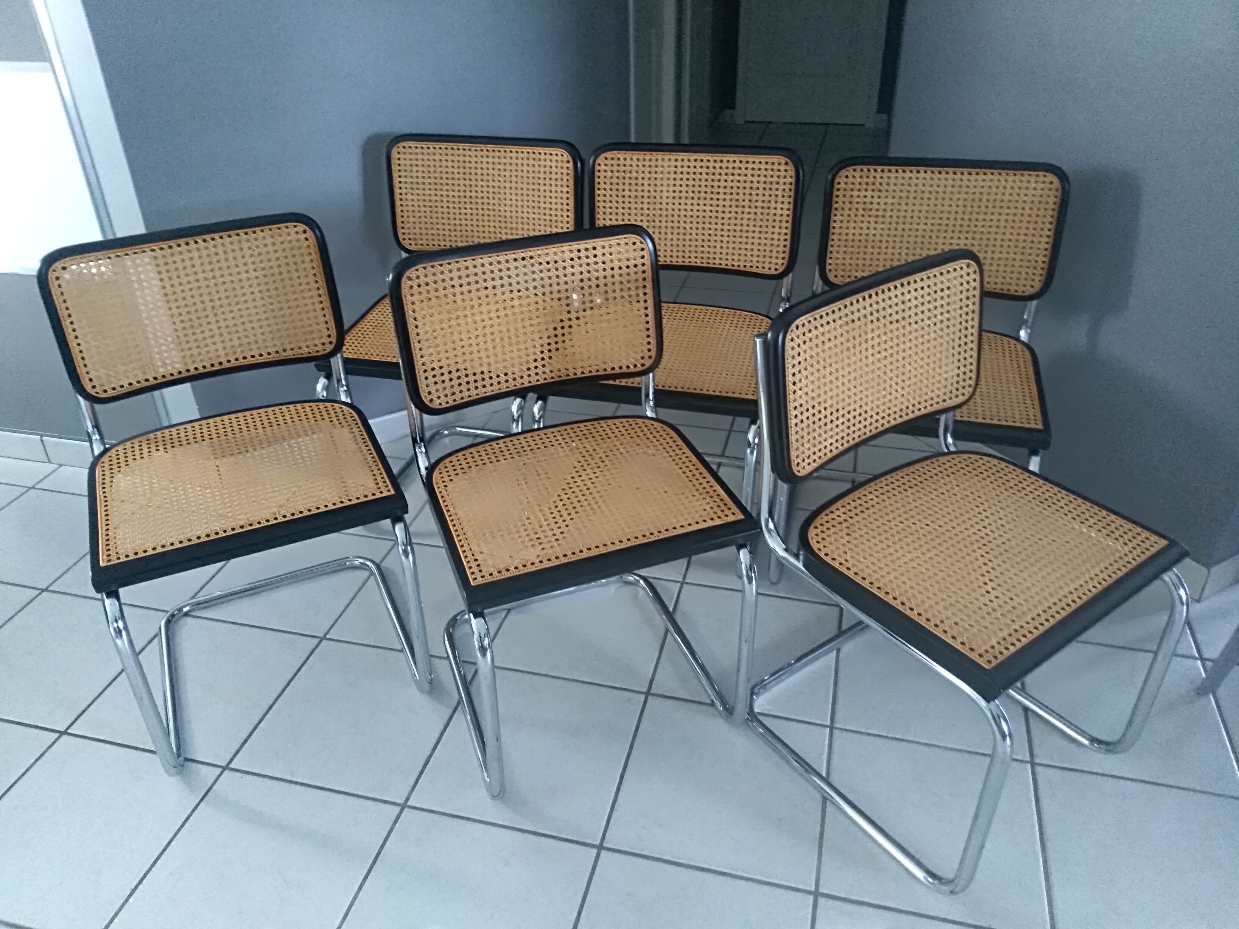 Suite of 6 chairs Cesca B32 by Marcel Breuer years 1992