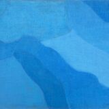 Abstract blue table – minimalist landscape – oil on canvas signed by Michel