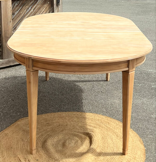 Table ronde 2 rallonges en bois massif brut - table ancienne rénovée
