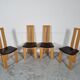 4 chaises  en cuir et bois , années 80
