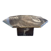 Octagonal black marble coffee table 1970-80