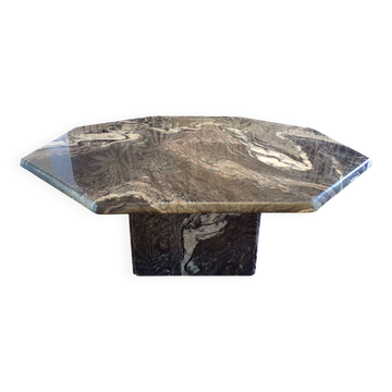 Table basse en marbre noir octogonale 1970-80