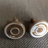 Pair of stoneware candle holders