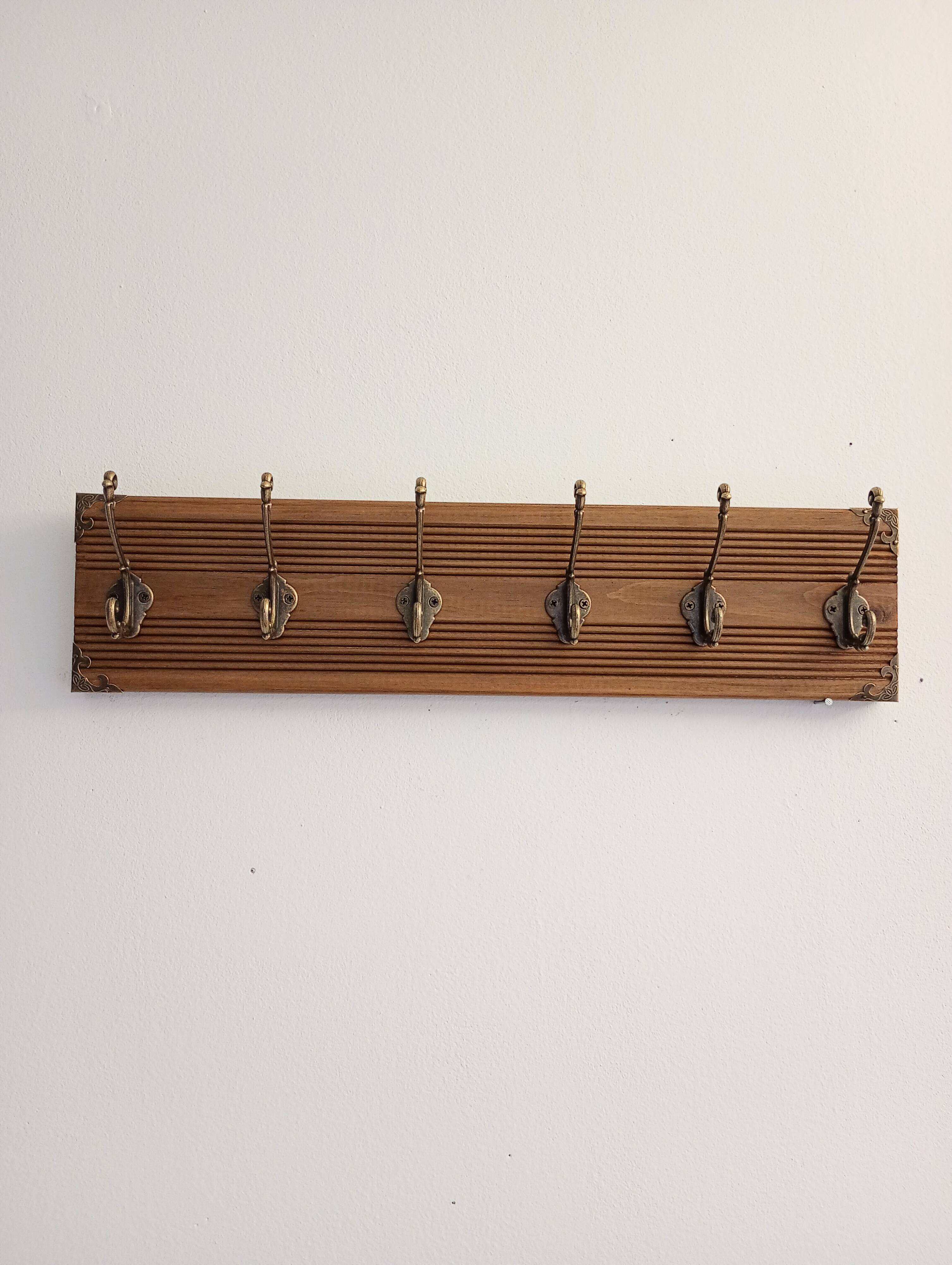 Vintage wall coat rack – 50 cm – 6 metal hooks