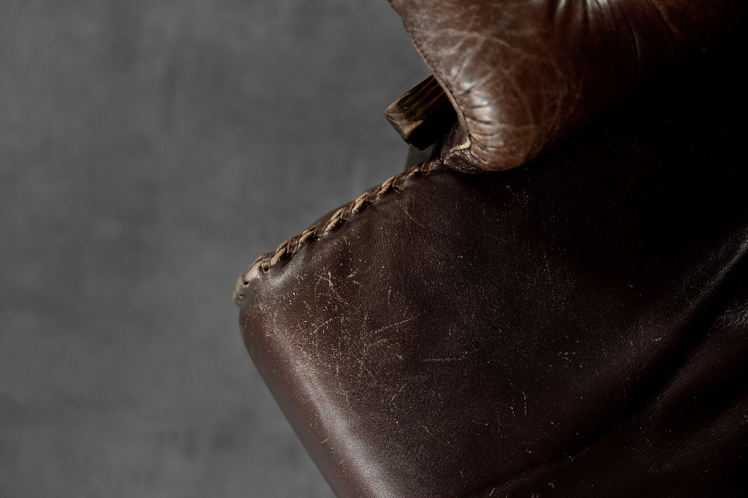 Modern Scandinavian brown leather swivel chair, 1970s