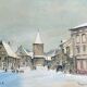 Watercolor painting "Gengenbach" in 1942 Germany signed Greinke (?)
