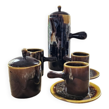 Service à café vintage en céramique émaillée – Style Vallauris / Fat L