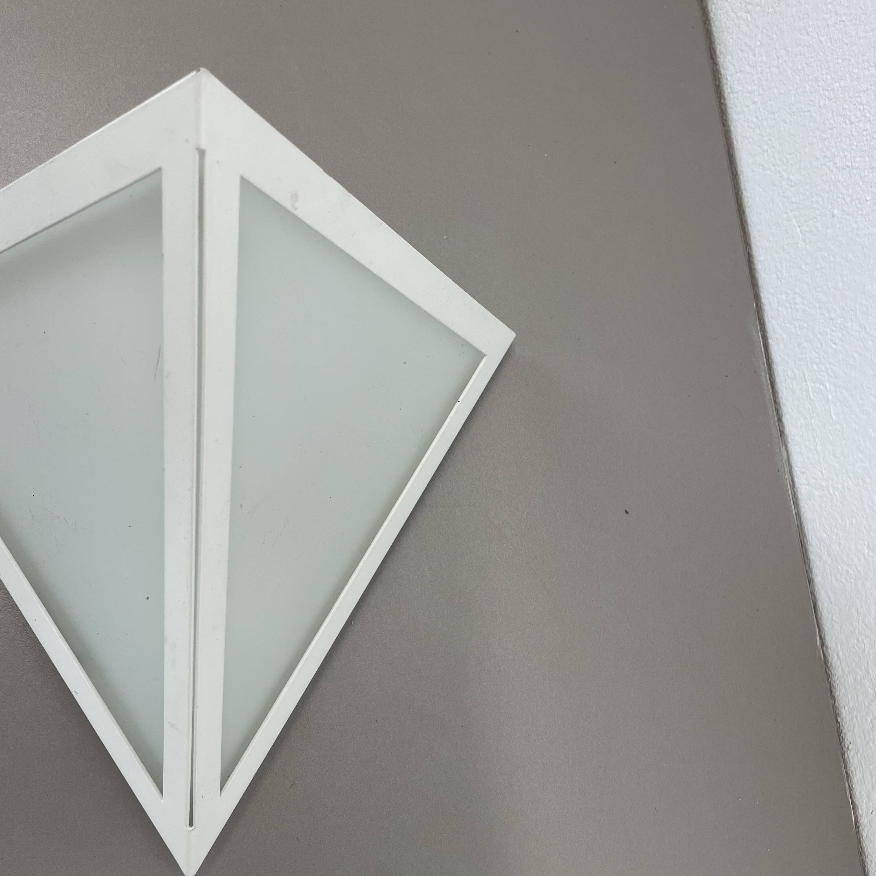 Original cubic satin white glass wall light by glashütte limburg, germany 1980s