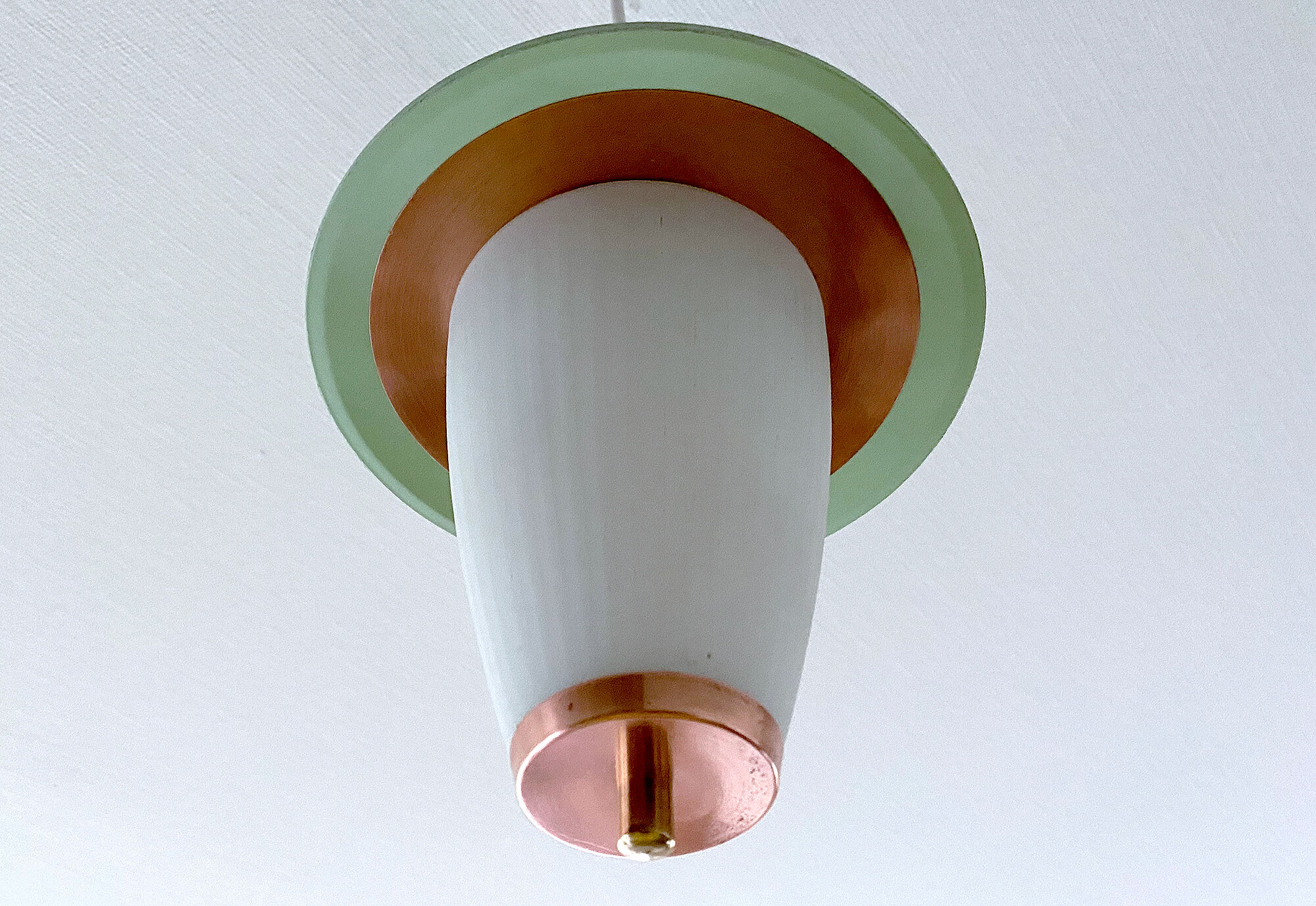 Vintage pendant lamp 50 years, opaline copper green