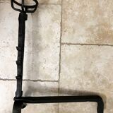 Pair of 18th century wrought iron andirons, log-carrying andirons