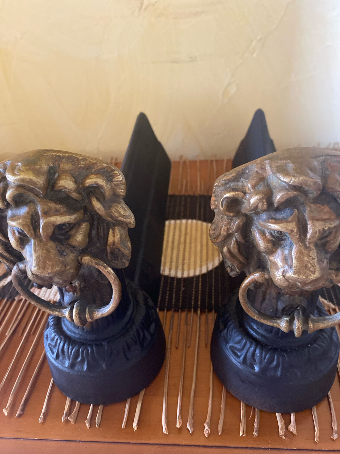 Fireplace - 1900-1910 pair of cast iron andirons