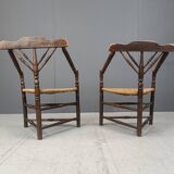 Paire de chaises d'angle hollandaises anciennes, années 1920