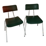 Pair of green faux leather chairs