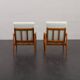Pair of Kai Kristiansen Paperknife lounge chairs in teak and natural wool