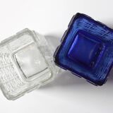 Two Vintage Mid-Century Cobalt & Clear Glass Vases Taalari / Tamara Aladin