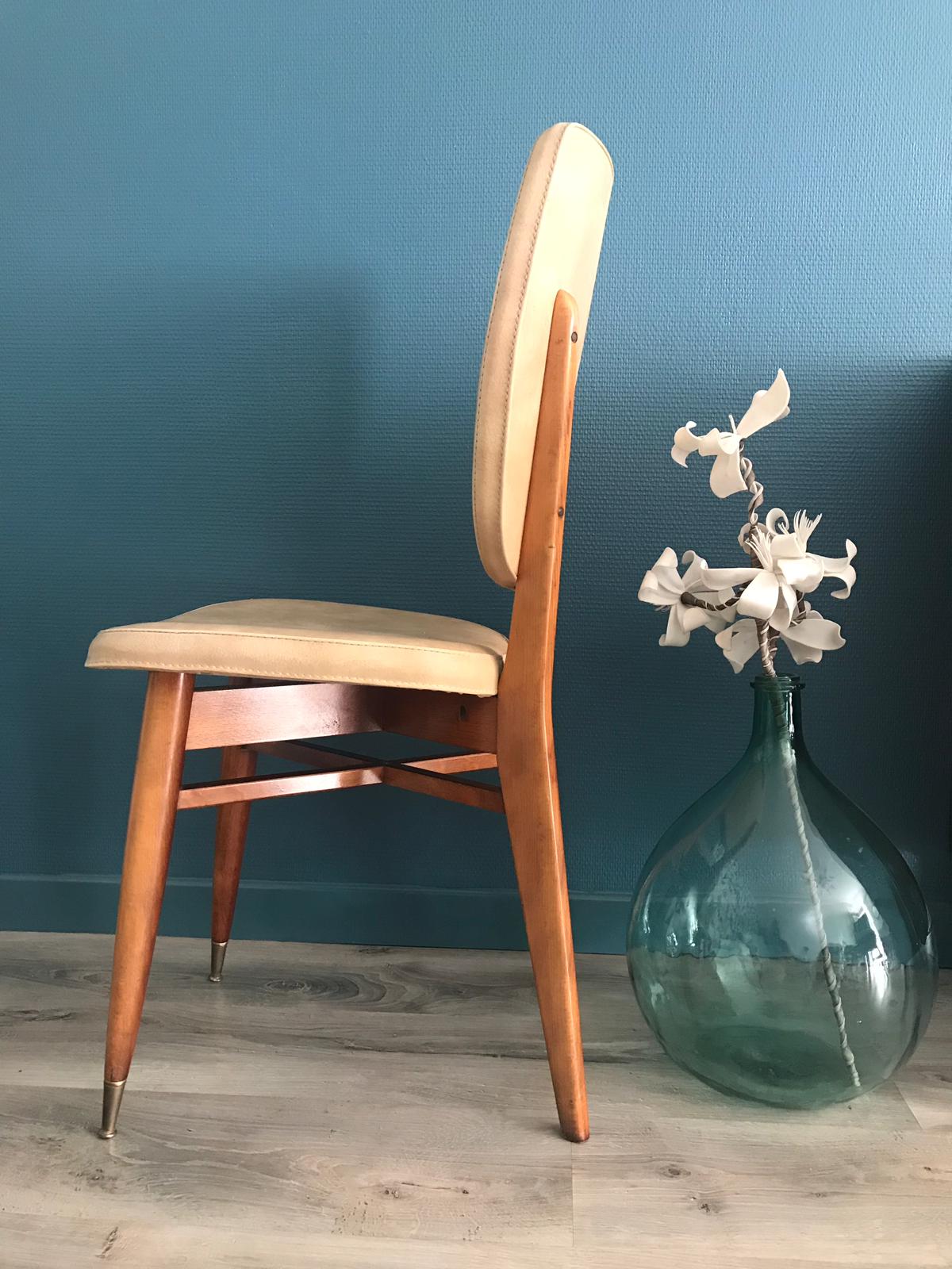 Set de 5 chaises aux pieds compas scandinave vintage 1960