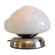 Bedside lamp in white opaline and chromed metal, 70s-80s