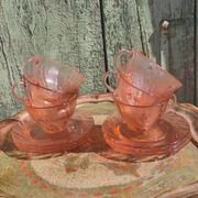 Vintage vereco pink cups France six-serve