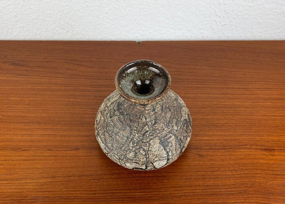 Vintage German brutalist studio mushroom vase by Gerhard Liebenthron, 1970s.