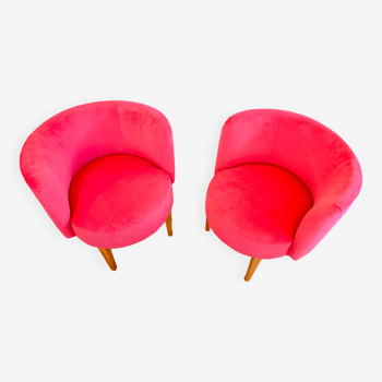 Paire de fauteuils rétro en rose