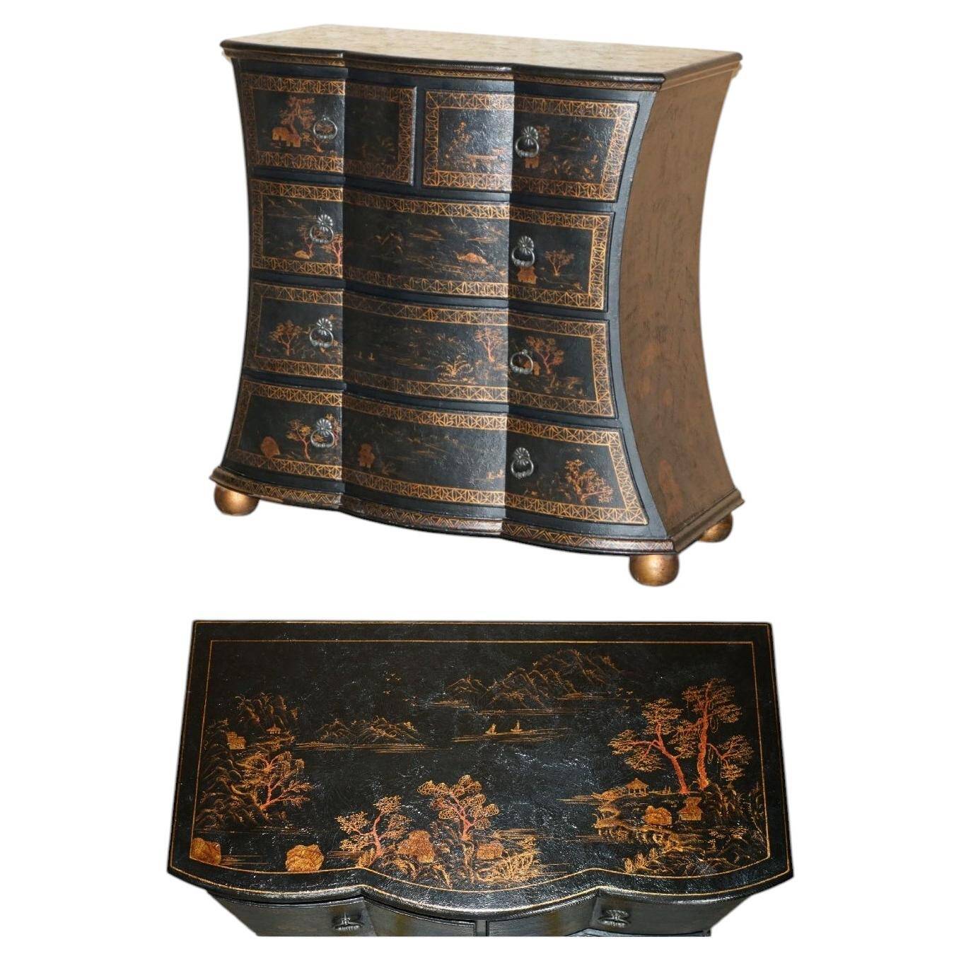 Commode Chinoiserie Antique Peinte à la Main