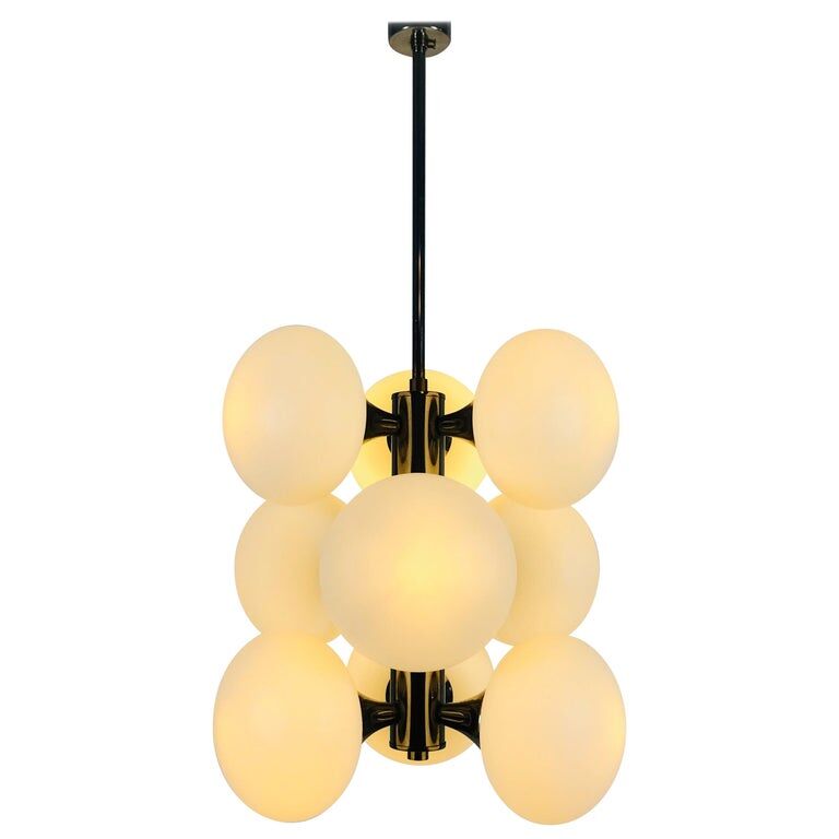 Kaiser chandelier with 9 arms in chrome, 1960s, Germany