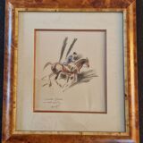André Margat (1903-1999) - Dry pastel on paper - Rider or huntsman on horseback - Signed and dedicated