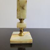 Onyx and brass lamp with opaline globe